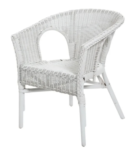 Fauteuil Rotin Blanc + coussin